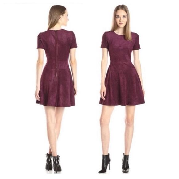BCBG Maxazria Faux Suede Plum Purple Mini Dress Size 8 Minimalist Classic - Picture 1 of 10